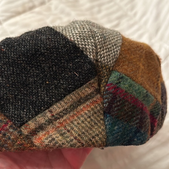 John Hanley Cap Patchwork Wool Tweed Newsboy Driving Hat Ireland Sz L/XL Vintage - Picture 5 of 9